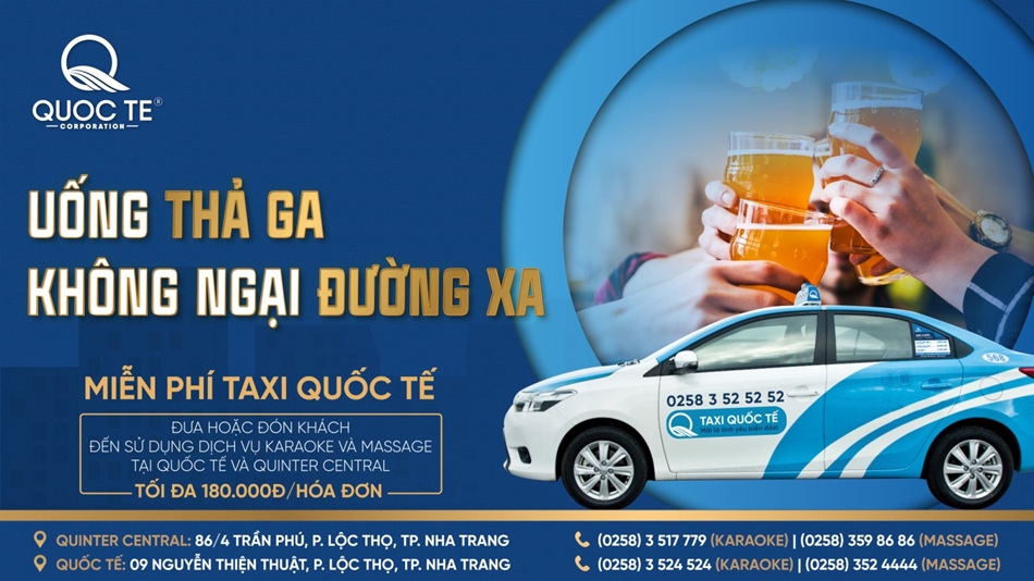 MIỄN PHÍ TAXI KHI ĐẾN KARAOKE VÀ MASSAGE QUỐC TẾ